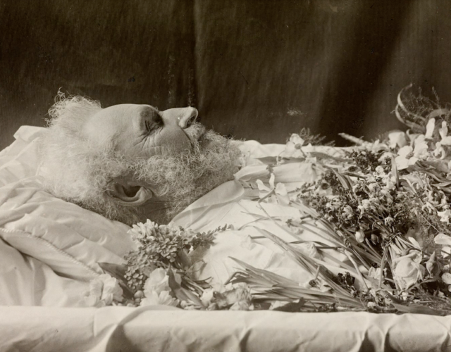 black and white photo of a deceased man