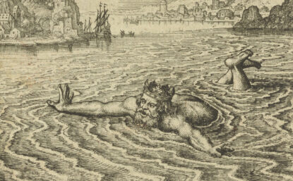 illustration of a man swimming in the ocean