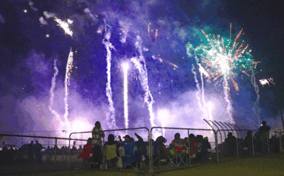 Animation of people watching a fireworks display in Lake Havasu, Arizona